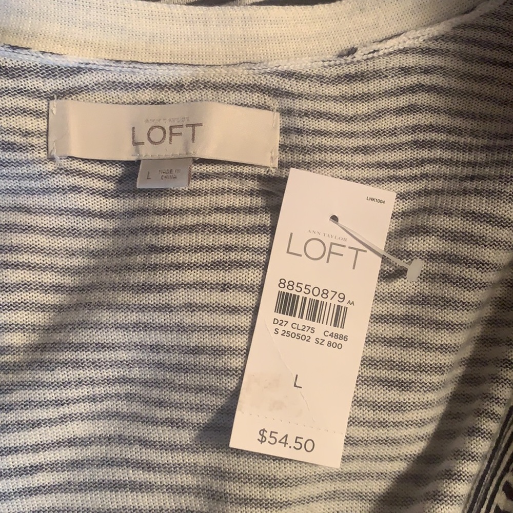 LOFT Black and White Striped Cardigan - Picture 4 of 4